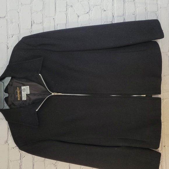 Women's Black REQUIREMENTS 100% New Wool Zipper Pockets Jacket Size 12 - Picture 1 of 5